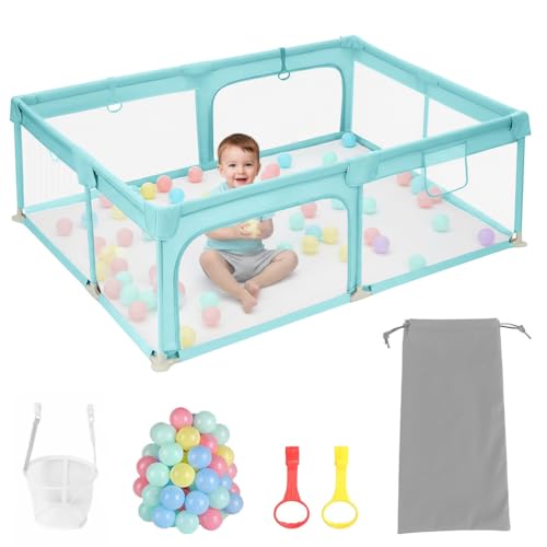 GYCS Laufstall Baby, Laufgitter Baby, Zaun, Kleiner Laufstall Für Kinder, Mit Reißverschlusstür, Laufgitter Mit Atmungsaktivem Netz An Vier Seiten Und Saugnäpfen,Cyan,150X180X60CM GYCS Laufstall Baby, Laufgitter Baby, Zaun, Kleiner Laufstall Für Kinder, Mit Reißverschlusstür, Laufgitter Mit Atmungsaktivem Netz An Vier Seiten Und Saugnäpfen,Cyan,150X180X60CM von GYCS