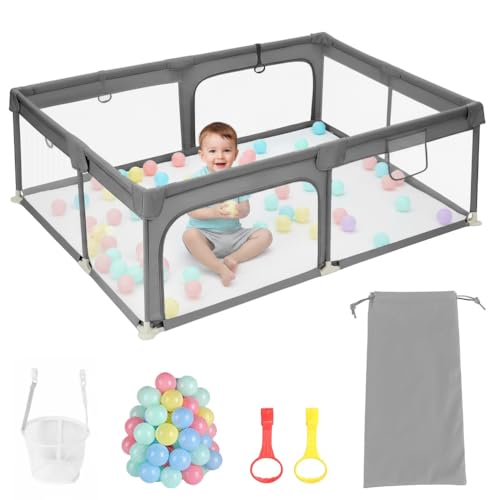 GYCS Laufstall Baby, Laufgitter Baby, Zaun, Kleiner Laufstall Für Kinder, Mit Reißverschlusstür, Laufgitter Mit Atmungsaktivem Netz An Vier Seiten Und Saugnäpfen,Dark Gray,200X200X60CM GYCS Laufstall Baby, Laufgitter Baby, Zaun, Kleiner Laufstall Für Kinder, Mit Reißverschlusstür, Laufgitter Mit Atmungsaktivem Netz An Vier Seiten Und Saugnäpfen,Dark Gray,200X200X60CM von GYCS