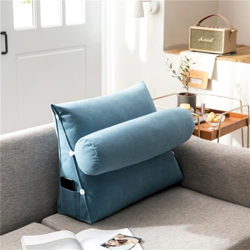 GYCS Rückenkissen Bett/Sofa Ausgestattet Mit Abnehmbarer Nackenrolle, Praktischer Seitentasche Und Waschbarem Bezug – Das Perfekte Lesekissen Für Entspannte Stunden,Bentley Blue,60 * 50 * 22cm GYCS Rückenkissen Bett/Sofa Ausgestattet Mit Abnehmbarer Nackenrolle, Praktischer Seitentasche Und Waschbarem Bezug – Das Perfekte Lesekissen Für Entspannte Stunden,Bentley Blue,60 * 50 * 22cm von GYCS