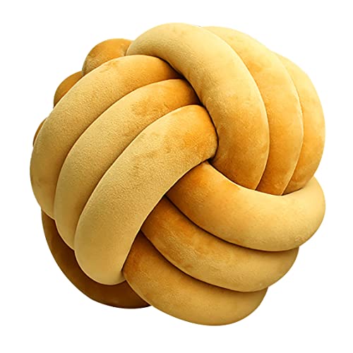 GYCS Weiche Knoten Ball Kissen Knoten Kissen knotenkissen Bett Gefüllte Kissen Wohnkultur Kissen Ball Plüsch Bett deko Werfen gut gut abgedichtet-Padded,Dark Yellow,22cm von GYCS