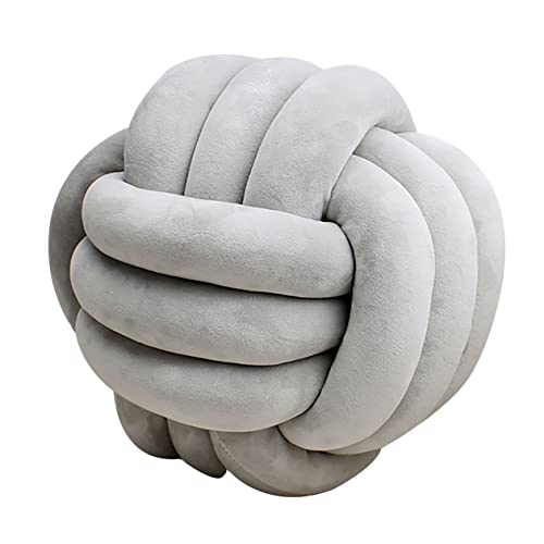 GYCS Weiche Knoten Ball Kissen Knoten Kissen knotenkissen Bett Gefüllte Kissen Wohnkultur Kissen Ball Plüsch Bett deko Werfen gut gut abgedichtet-Padded,Grau,28cm von GYCS