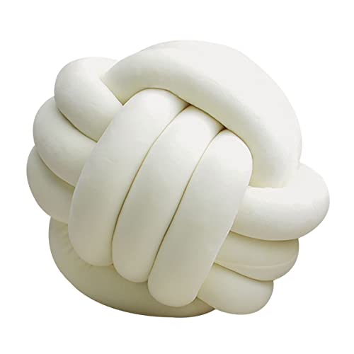 GYCS Weiche Knoten Ball Kissen Knoten Kissen knotenkissen Bett Gefüllte Kissen Wohnkultur Kissen Ball Plüsch Bett deko Werfen gut gut abgedichtet-Padded,Milky White,22cm von GYCS