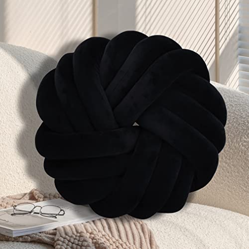 GYCS Knot Cushion, Soft Plush Cushion, Knotted Cushion, Decorative Cushion for Sofa, Bed, Decorative, Knot Cushion, Throw Cushion for Home Decoration, Bedroom, Couch,Schwarz,42cm von GYCS