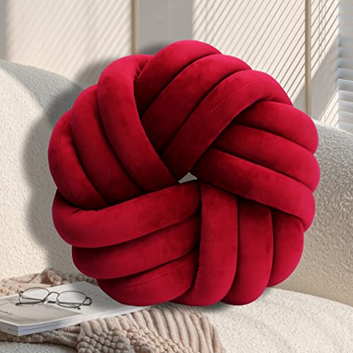 GYCS Knot Cushion, Soft Plush Cushion, Knotted Cushion, Decorative Cushion for Sofa, Bed, Decorative, Knot Cushion, Throw Cushion for Home Decoration, Bedroom, Couch,Wine red,30cm von GYCS