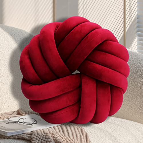 GYCS Knot Cushion, Soft Plush Cushion, Knotted Cushion, Decorative Cushion for Sofa, Bed, Decorative, Knot Cushion, Throw Cushion for Home Decoration, Bedroom, Couch,Wine red,35cm von GYCS