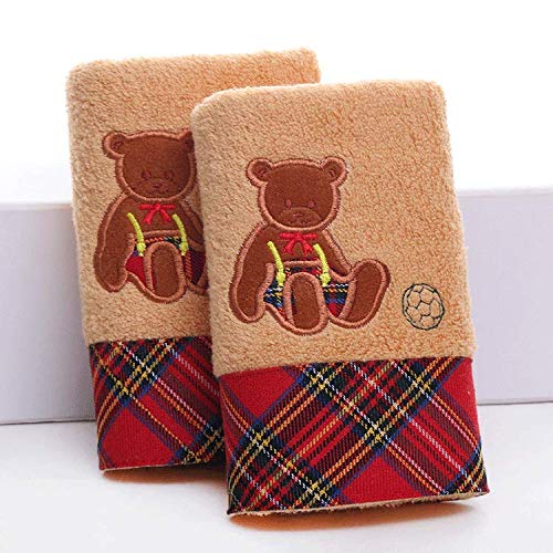 Handtuch-Set, 2 Baumwollhandtücher, Kanten Gestickte Verdickung, um Weiche Geschenke zu Erhöhen Haushalt Gesicht Handtuch Hand Handtuch Erwachsene Kinder Kaffeefarbe, GYDHJSSJ, Kaffeefarbe von GYDHJSSJ