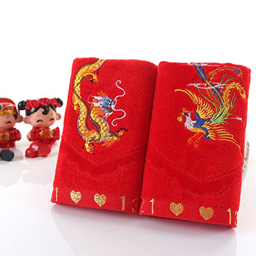 Handtuch-Set, 2 Baumwolltücher, Geschenk Hochzeit Handtuch Paar Hochzeit Soft Absorbent Hochzeitskleid, GYDHJSSJ, Longfeng Cheng * iang (englisch) von GYDHJSSJ