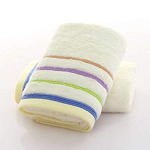 Handtuch-Set, 2Pcs Baumwolle Handtuch Dickened Soft Atmungsaktiv Inhalieren Handtuch Täglich Geschenk Gesicht Handtuch Reise Handtuch Blau, GYDHJSSJ, Pale Gelb von GYDHJSSJ