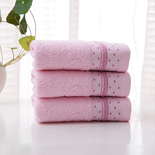 Handtuch-Set, 3 Baumwollhandtücher, Textil Erwachsene Handtuch Geschenk Labor Insurance Soft Absorbent Gesicht Handtuch Kombination, GYDHJSSJ, Pink ist von GYDHJSSJ