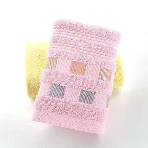 Handtuchset, 2 Baumwollhandtücher, Gesicht Handtuch Verdickung Adult Absorbent Geschenk Weiches Gesicht Handtuch Blau + Gelb, GYDHJSSJ, Pink + Gelb von GYDHJSSJ