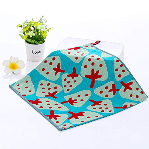 Handtuchset, 2 Baumwollhandtücher, Quadratisches Handtuch Speichel Handtuch Kinder Handtuch Weich Absorbent Handtuch Giraffe Blau, GYDHJSSJ, Blauer Strawberry von GYDHJSSJ