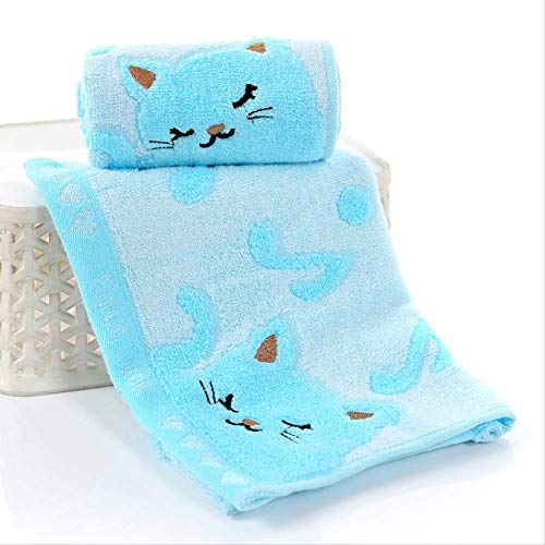 Handtuchset, 2Pcs Handtuch, Bambusfaser Handtuch Kinderhandtücher Bestickt Baby Gesicht Handtuch Weich und Komfortabel Blau, GYDHJSSJ, Blau von GYDHJSSJ