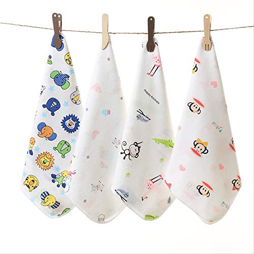 Handtuchset, 4Pcs Baumwolltuch, Thin Cotton Square Handtuch Bedruckt Kleines Quadratisches Handtuch Kinder Gauze Gesicht Handtuch Swat Kindergarten Handtuch, GYDHJSSJ von GYDHJSSJ
