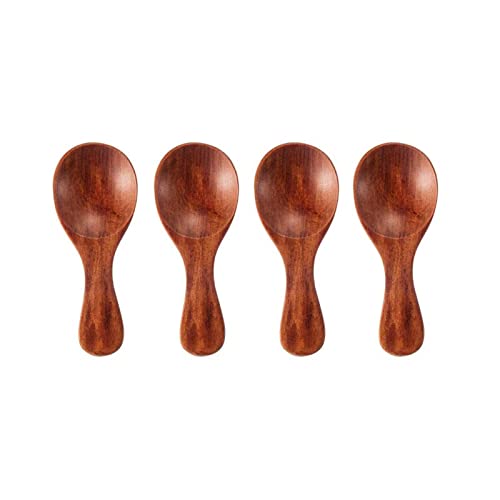 Ladle Spoon 4Pcs Mini Wooden Spoon Kleine Küche Löffel Gewürze Scoop Zucker Spice Spoon Short Handle Wood Tea Scoop Holz Utensilien (4Pcs Dark Brown), GYDHJSSJ, 4 Stück Dark Brown von GYDHJSSJ