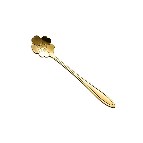 Ladle Spoon Cherry Blossoms Stainless Steel Coffee Scoop Gold Color Tea Spoon Teelöffel Eiscreme Zucker Besteck Gold Küchengeschirr (L), GYDHJSSJ, s von GYDHJSSJ