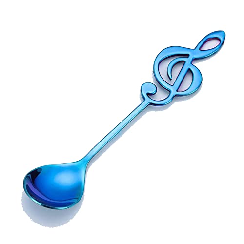 Ladle Spoon Creative Design Edelstahl Kaffee Tee Rührlöffel Teelöffel Musik Thema Metall Kuchen Dessert Eis Löffel Besteck (Lila), GYDHJSSJ, Blau von GYDHJSSJ