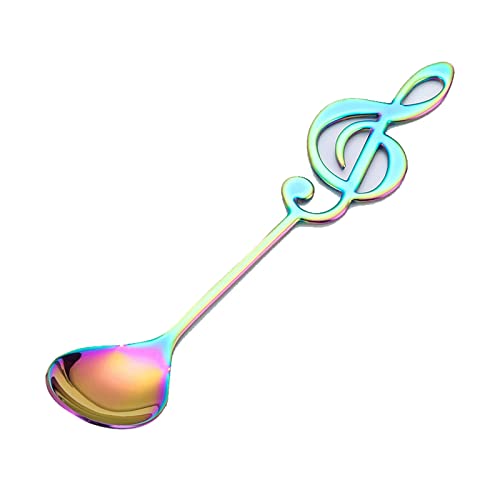 Ladle Spoon Creative Design Edelstahl Kaffee Tee Rührlöffel Teelöffel Musik Thema Metall Kuchen Dessert Eis Löffel Besteck (Lila), GYDHJSSJ, Mehrfarbig von GYDHJSSJ