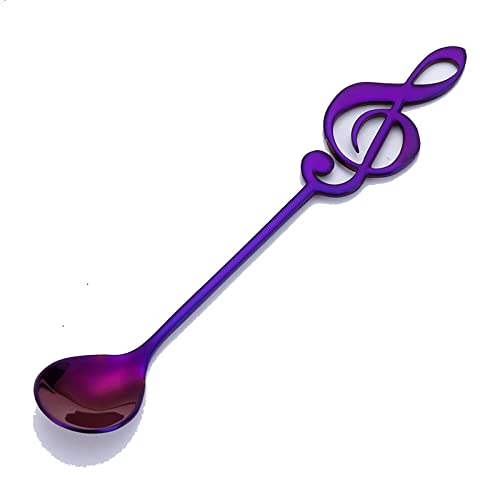 Ladle Spoon Creative Design Edelstahl Kaffee Tee Rührlöffel Teelöffel Musik Thema Metall Kuchen Dessert Eis Löffel Besteck (Lila), GYDHJSSJ, Purpur von GYDHJSSJ