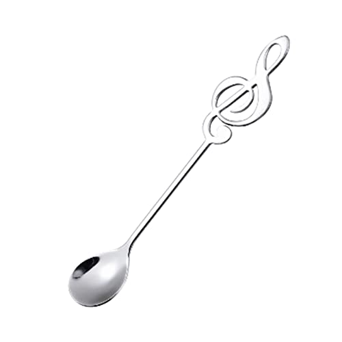 Ladle Spoon Creative Design Edelstahl Kaffee Tee Rührlöffel Teelöffel Musik Thema Metall Kuchen Dessert Eis Löffel Besteck (Lila), GYDHJSSJ, Sliver von GYDHJSSJ