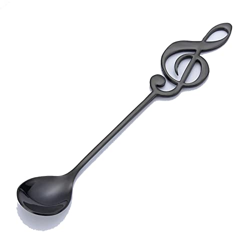 Ladle Spoon Creative Design Edelstahl Kaffee Tee Rührlöffel Teelöffel Musik Thema Metall Kuchen Dessert Eis Löffel Besteck (Lila), GYDHJSSJ, schwarz von GYDHJSSJ