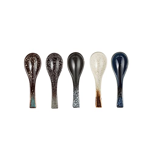 Ladle Spoon Retro Ceramic Small Soup Spoon Kitchen Cooking Utensil Tool Soup Teelöffel Catering Küchenzubehör, Zufällig 2 Pcs, GYDHJSSJ von GYDHJSSJ