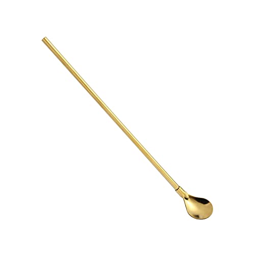 Tea Spoons Creative Flower Straw Spoon Flower Tea Filter Spoon Milk Tea Stirring Spoon Stainless Steel Straw Gold Dessert Spoon Set (Deutsche Übersetzung), GYDHJSSJ von GYDHJSSJ