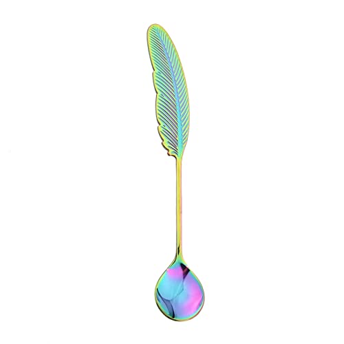 Teelöffel Feder Löffel Edelstahl Teelöffel Kreative Kaffeelöffel für Eis Dessert Scoop Geschirr Dekoration Besteck Geschenke, GYDHJSSJ von GYDHJSSJ