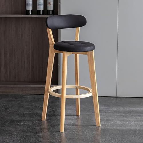 GYDUHYE 71 cm gepolsterter Barhocker in Kunstbekleidung mit gepolstertem Sitz, Massivholzbeine mit Fußstütze, Barhocker für Küche Insel Esszimmer (Größe: Set mit 1, Farbe: schwarz) von GYDUHYE