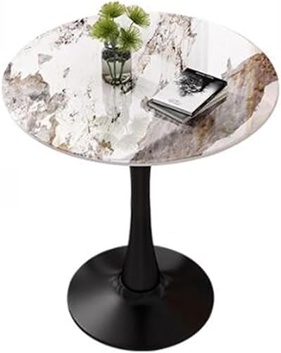 GYDUHYE Modern gesintert Stein Marmor Top Büro Schreibtisch mit Metallbeinen Wohnzimmer Möbel Dekor Küche Esstisch Tulpe rund 60/70/80 cm (Größe: 70 cm, Farbe: B) (Größe: 60 cm, Farbe: A) von GYDUHYE