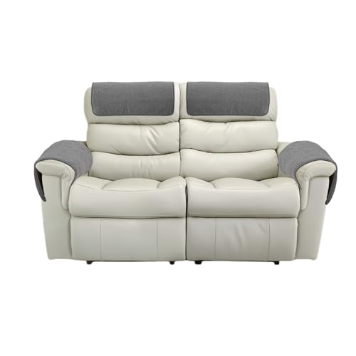 Armlehnenschoner Für Sessel Mit Tasche, Sesselschoner Sesselauflage, Sesselbezug Für Fernsehsessel, Lambswool Fleece rutschfest Möbelschutz Für Sofa, Stuhl (Light Gray,2 Sitzer) von GYHH