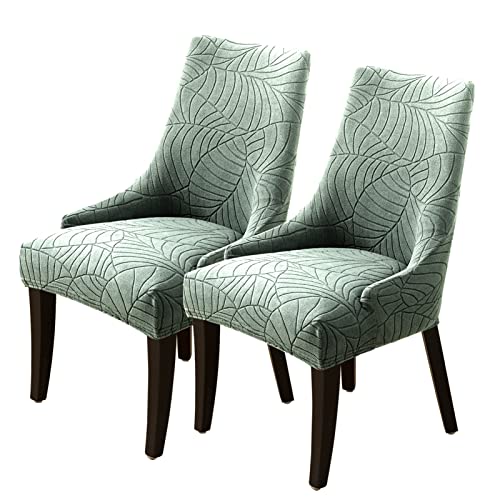 Esszimmerstuhlbezüge Mit Armlehnen – Blatt-Jacquard-Stoitenstuhl-Schonbezüge,für Esszimmer Wohnzimmerff – Hohe Stretch-Passform, Flügelrücken-Se (2,Bean Green) von GYHH