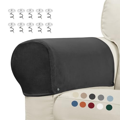 GYHH 2 Stück Samt Abdeckungen Elastische Armlehnenbezüge Armkappen Sofa Schonbezug Möbelschutz Armlehnenschoner Für Sessel Stühle Couch Sofa Bezüge (Black) von GYHH