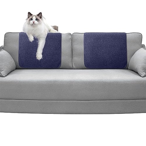GYHH 2 Stück Sofa Kopfstütze Covers Liegestuhl Kopfstütze Protector Kopfstützenbezug Für Liegestuhl, Sherpa Winter Warm Sofa Kopfstütze Leder Protector (Navy) von GYHH