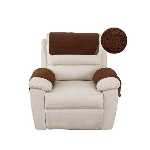 GYHH Armlehnenschoner Für Sessel Mit Tasche, Sesselschoner Sesselauflage, Sesselbezug Für Fernsehsessel, Lambswool Fleece rutschfest Möbelschutz Für Sofa, Stuhl (Brown,1 Sitzer) von GYHH