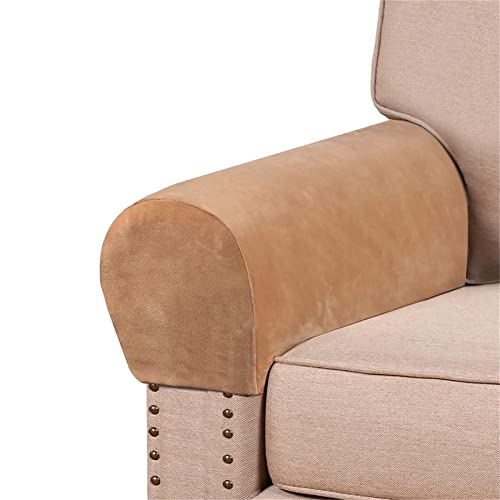 GYHH Elastische Samt Armlehnenbezüge, Armkappen, Für Sessel, Sofa, Sessel, Couch Stretchy Armlehnenbezug, Bequem, Wasserfest, Couch Armlehnenschoner (Camel,4) von GYHH