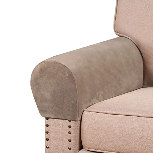 GYHH Elastische Samt Armlehnenbezüge, Armkappen, Für Sessel, Sofa, Sessel, Couch Stretchy Armlehnenbezug, Bequem, Wasserfest, Couch Armlehnenschoner (Taupe,4) von GYHH