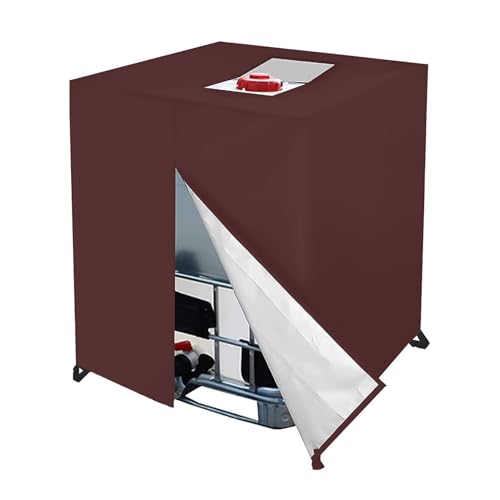 IBC Tank Abdeckung 420D wasserdichte UV-Folie Schutzhülle Schutzplane Schutzhaube Cover Für 1000 L Regentonne Behälter Container Mit Reißverschluss (Brown) von GYHH