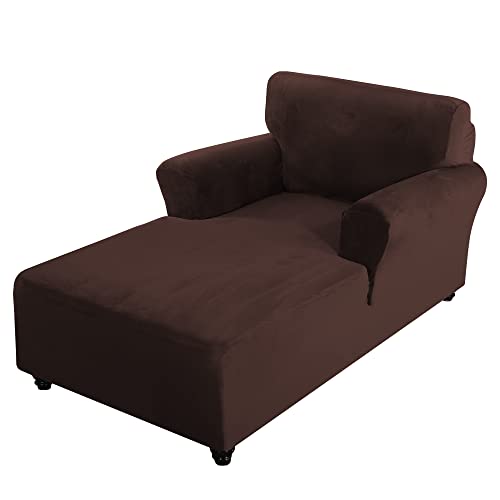 GYHH Samt Chaiselongue-Bezug Mit Doppelten Armlehnen, Schonbezug, Luxus-Chaiselongue Für Wohnzimmer, Schlafzimmer, Lounge (Brown) von GYHH