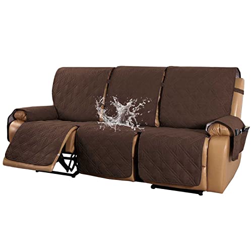 GYHH Sesselbezug Für 3-Sitzer,Sesselschoner Mit Taschen,Fernsehsessel Schutzbezug Anti-Rutsch, Relaxsessel Sesselauflage Relax Mit Elastischen Bändern (Brown) von GYHH