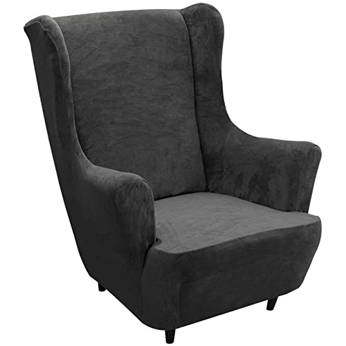 GYHH Sesselhusse Wasserdicht Sesselbezug, Stretchhusse Für Ohrensessel, Elastisch Stretch Samt Husse Weicher Sesselüberwürfe Sesselschoner Sofabezug (Black) von GYHH