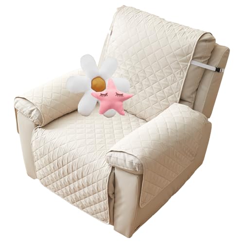 GYHH Sesselschoner Für Fernsehsessel, 1 Sitzer Relaxsessel Sesselschoner Armlehne,Liegesofa Sesselbezug Anti-Rutsc Sesselbezug Für Möbelschutz (Beige) von GYHH