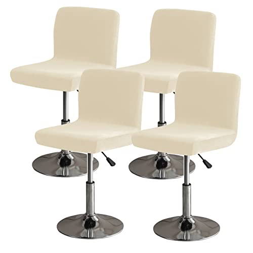 GYHH Stuhlhussen Barhocker Bezug Barstuhlbezug Mit Rückenlehne Hussen Für Barhocker, Samt Waschbarer Barhocker Abdeckung Passend Für Barhocker (2# Beige,4) von GYHH