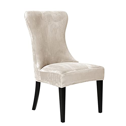 GYHH Tufted Stretch Samt Wingback Chair Schonbezug Mit Armakzent Seitenstuhlbezug Abnehmbarer Weicher Bankettstuhlschutz (Beige,2) von GYHH