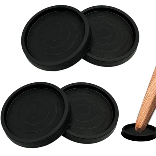 GYHWOFUL 4 Stück Schwarz Möbeluntersetzer-7.5cm, Anti Rutsch Pads für Möbelrollen, Rund rutschfeste Möbeluntersetzer für Esstisch, Liegestuhl, Schreibtisch, Klavier, Waschmaschine, Holzboden von GYHWOFUL