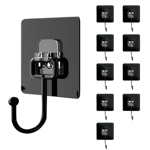 GYHWOFUL Haken Selbstklebend - 10 Stück (max 30 kg) Klebehaken Extra Stark Schwarz, Wasserdicht und Spurlos Handtuchhaken für Badezimmer, Decke, Wandhaken, Küchenutensilien, Schlüssel, Kleiderrucksack GYHWOFUL Haken Selbstklebend - 10 Stück (max 30 kg) Klebehaken Extra Stark Schwarz, Wasserdicht und Spurlos Handtuchhaken für Badezimmer, Decke, Wandhaken, Küchenutensilien, Schlüssel, Kleiderrucksack von GYHWOFUL