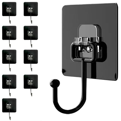 GYHWOFUL Klebehaken Extra Stark Schwarz 10 Stück (max 20 kg) Haken Selbstklebend, Wasserdicht und Spurlos Handtuchhaken für Badezimmer, Decke, Wandhaken, Küchenutensilien, Schlüssel, Kleiderrucksack GYHWOFUL Klebehaken Extra Stark Schwarz 10 Stück (max 20 kg) Haken Selbstklebend, Wasserdicht und Spurlos Handtuchhaken für Badezimmer, Decke, Wandhaken, Küchenutensilien, Schlüssel, Kleiderrucksack von GYHWOFUL