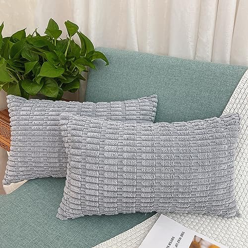 GYISANA 2 Stück Dekorativ Kissenbezug Cord Kissenhülle Dekokissen Sofakissen für Couch, Auto, Schlafzimmer (50 x 30 cm, Grau) von GYISANA