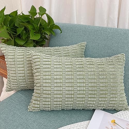 GYISANA 2 Stück Dekorativ Kissenbezug Cord Kissenhülle Dekokissen Sofakissen für Couch, Auto, Schlafzimmer (50 x 30 cm, Grün) von GYISANA