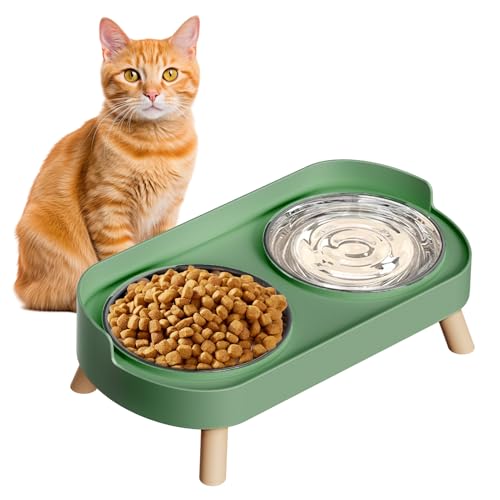 Erhöhter Katzennapf, Erhöhtes Katzenfutter und Wassernapf Set für Indoor-Katzen, Spritzwassergeschützt mit 2 Edelstahl-Haustierfutterschalen für Katzen und Welpen, Schnurrhaar-Müdigkeit Erhöhter Katzennapf, Erhöhtes Katzenfutter und Wassernapf Set für Indoor-Katzen, Spritzwassergeschützt mit 2 Edelstahl-Haustierfutterschalen für Katzen und Welpen, Schnurrhaar-Müdigkeit von GYJZZW