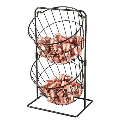 GYJZZW Kaffeekapselhalter mit 2 Etagen, K-Becherhalter, Hängekorb-Ständer für Küchenarbeitsplatte, Kaffeebar-Zubehör (schwarz) von GYJZZW